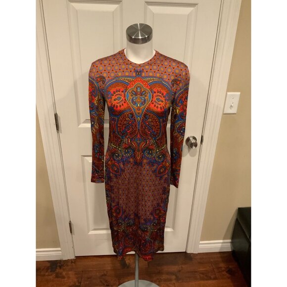 Givenchy Red Paisley Long Sleeve Wiggle Dress, Size 8 | 40 EU - Picture 1 of 6